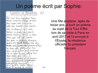 French GCSE / A Level Teaching Pack: President Macron's Poem for English Teenager Sophie