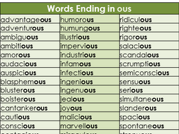 Suffix ous Word Mat for Year 3 & 4 Spelling | Teaching Resources