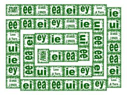 Phonics Vowel Teams ee-ea-ei-ey-ie-ui Text Board Game