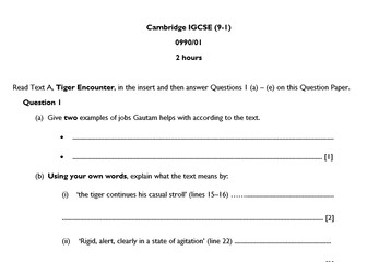 CIE English Language (0990) Mock paper with inserts