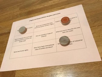 GCSE Citizenship AQA Rights and Responsibilities Noughts and Crosses Games