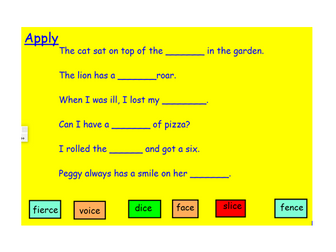 Year 2 4 day teaching sequence for c making an /s/ sound when followed by e, i or y