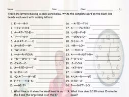 Telling Time Missing Letters