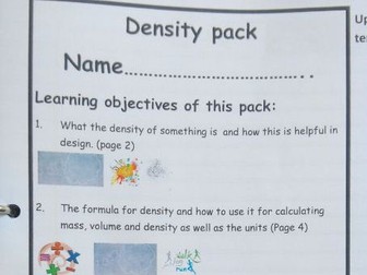 Density pupils pack for KS3 and common entrance