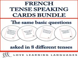 GCSE FRENCH: French Speaking Questions Task Cards - 8 Tense Bundle