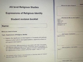 AQA  A level/AS Religious Studies Student note taking booklets for revision: Christianity year 1