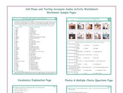 Cell Phone and Texting Acronyms Combo Activity Worksheets