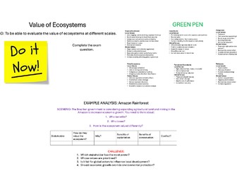 L4 Ecosystem Values - Edexcel IA2 Geo Ecosystems
