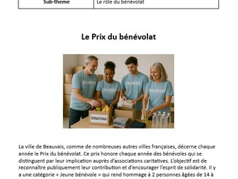AQA French A Level stimulus card - Le prix du bénévolat