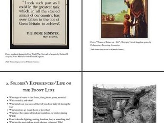 First World War / WW1 source booklet