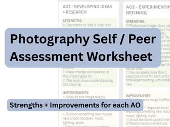 Photography Self / Peer Assessment Worksheet