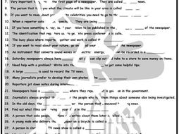 News Media 1 Page BW Worksheet