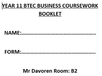 BTEC FIRST: BUSINESS Unit 3 Work Book