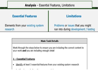 A Level NEA - Analysis (Features, Limitations, Requirements, Criteria)