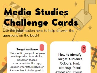 Media Studies Challenge sheet (sixth form open evening)