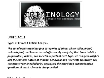 WJEC CRIMINOLOGY UNIT 1 AC1.1 NOTES AND Qs