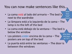 Spanish Lesson On Saying Where Things Are In Your Bedroom