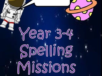 Year 3/4 Spelling Lists National Curriculum Planet Theme