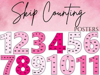 Skip Counting | Multiples Large Number Display | 1 - 12 Multiplications | Pink | Muted | | Neutral