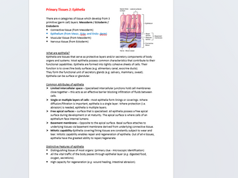 Primary tissues 2: Epithelia