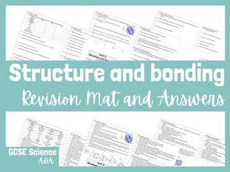 AQA GCSE Combined Science Chemistry Chapter 3 Structure and bonding Revision mat with answers
