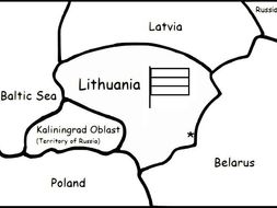 LITHUANIA - Printable handout with map and flag