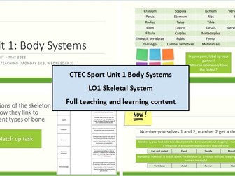 CTEC Sport: Unit 1 Body Systems - LO1 Skeletal System