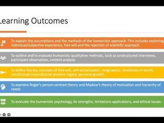 Humanistic Approach AQA A Level full topic