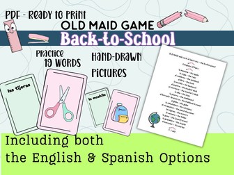 Play the OLD MAID / El Lápiz Roto, Spanish and English Options.