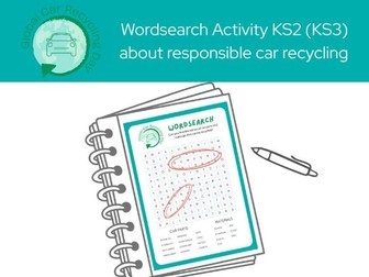 Global Car Recycling Day Wordsearch Activity KS2 KS3