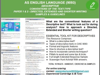 FEATURES AND WRITING OF DESCRIPTIVE TEXTS: CAIE AS  ENGLISH LANGUAGE (9093)