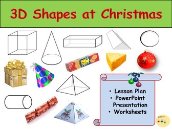 3D Shapes Christmas Theme  Presentation Lesson Plan Worksheet Activities