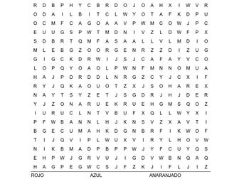Spanish Colours Wordsearch