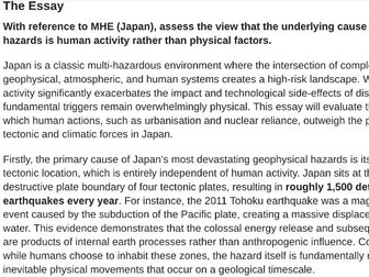 Paper 1 2018 AQA Geography 20 Mark Role Model Essays - Carbon & Water, Coasts and Hazards