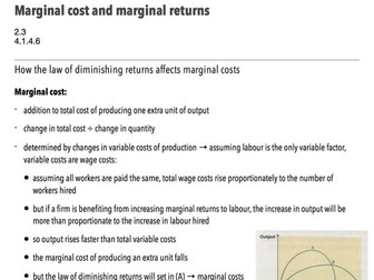 Marginal Cost and Marginal Returns - A-Level Economics