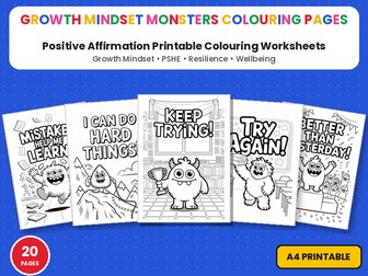 Growth Mindset Monsters Colouring Pages | Printable Colouring Page Worksheets | PSHE Affirmations