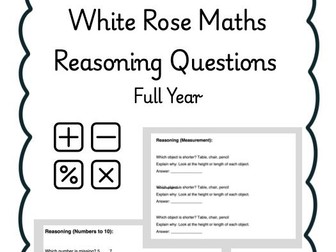 Year 1 White Rose Maths – Reasoning Question Strips (Printable, Cut-and-Stick, Full Year)