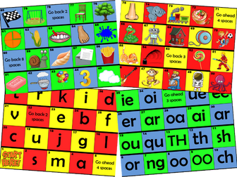 Phonics & Digraph Board Games (Jolly Phonics Phase 1,2,3,4,5,6)