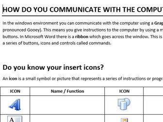 Microsoft Word Icon Worksheet