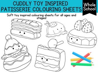 Cuddly Toy Inspired Patisserie Colouring Sheets