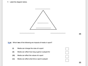 GCSE PE (OCR) 2.1.b Commercialisation - End of unit test