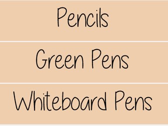 Teacher Organisation Tray Labels - Beige with Black Writing