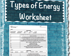 Types of Energy Worksheet | Teaching Resources