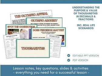 Thousandths | Fractions & Decimals | Lesson Notes, Slides & Activities