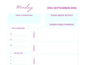 Digital Daily Teacher Planner 2024-25 DATED