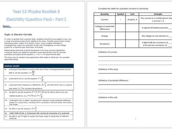 A Level Physics Work Packs (Year 12)