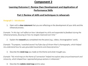 Component 2 Btec Tech Award in Performing Arts (Dance, Musical Theatre & Drama)