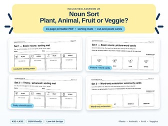 Noun Sort: Plant Animal Fruit Veggie