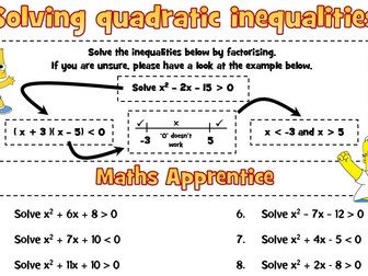 Quadratic inequalities - solving algebraically