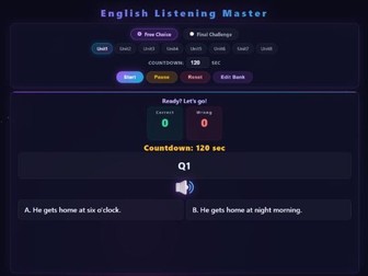 English Listening Quiz Interactive Game